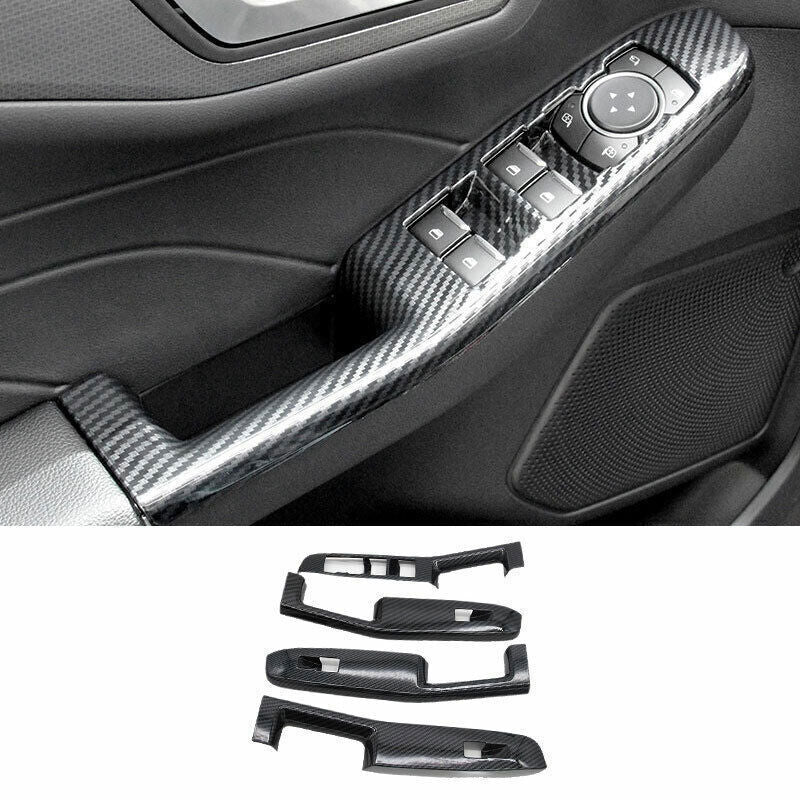 4P Carbon Fiber Look Window Lift Panel Switch Cover Trim for Ford Escape 2020-22
