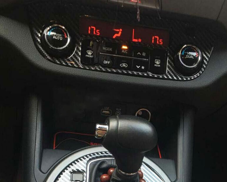 Console AC Switch Control Cover Trim for Kia Sportage R GL 11-16 Carbon Fiber