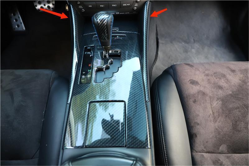 Gear Shift Both Side Cover Trim Decoration for Lexus IS 06-11 Black Carbon Fiber