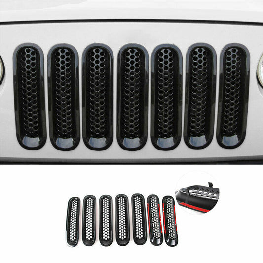 For 2007-2015 for Jeep for Wrangler JK Black Front Center Mesh Grille Grills Cover Trim