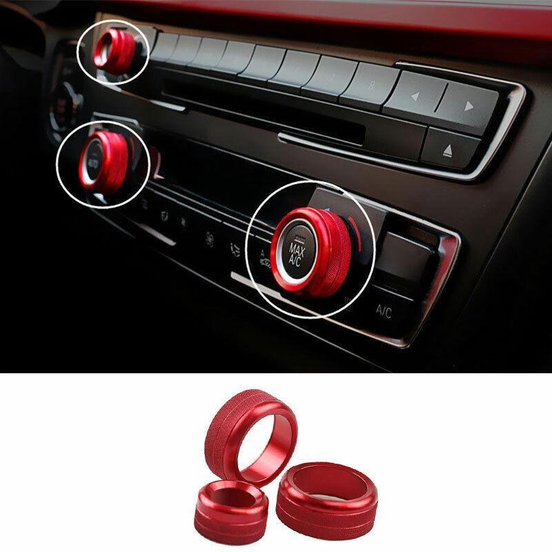 for BMW X5 X6 2008-2013 Red Aluminum Air Conditioning Button Control Ring Trim