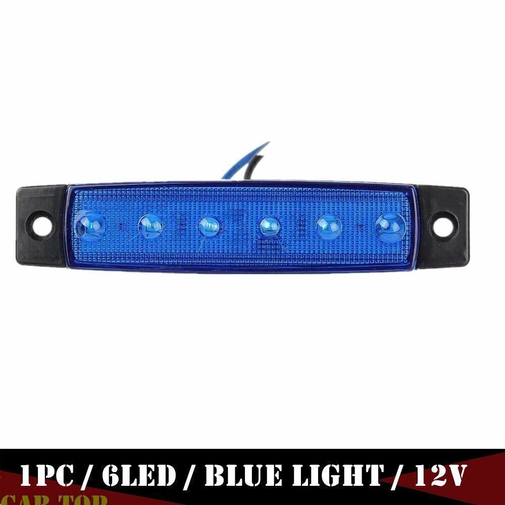 5-100pcs Side Marker Lights 6-LED Blue Clearance For Van Trailer Waterproof 12V