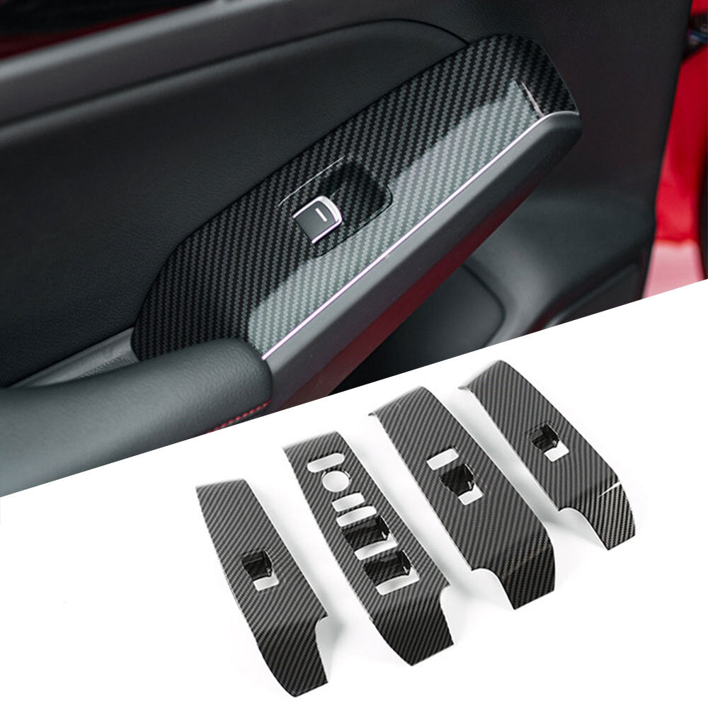 4x Carbon Fiber Pattern Window Switch Cover Trim for Honda for Civic 11th Gen 2022+