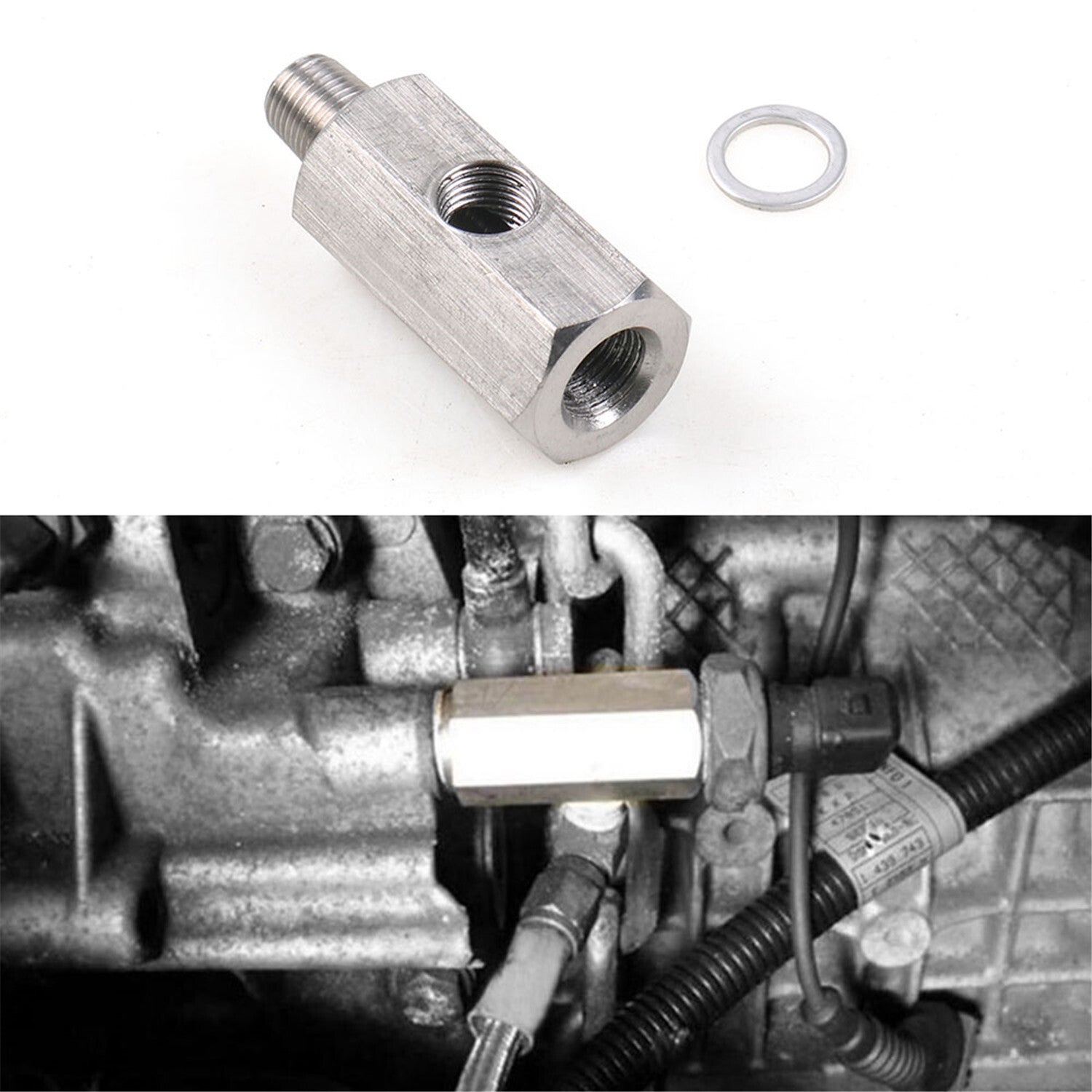 Oil Pressure Sensor Tee 1/8''NPT to Adapter Fitting Turbo Supply Feed Line Gauge