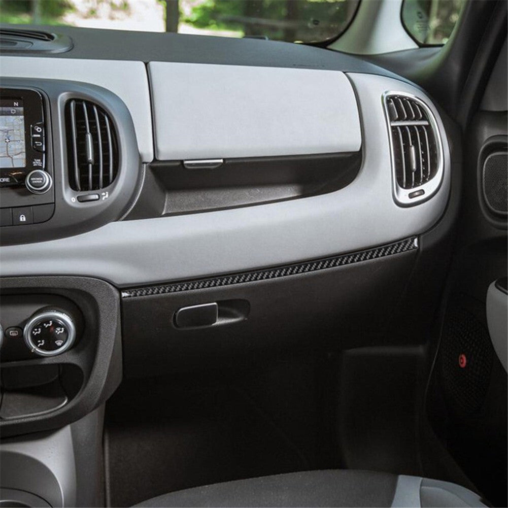 Carbon Fiber Interior Decor Glove Box Cover Trim Strip for Fiat 500L 2014-2017