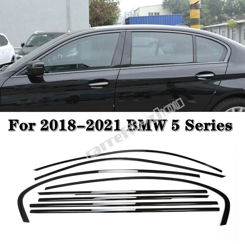 For 2018-2021 for BMW 5 Series G30 Black Stainless Car Window Strip Cover Trim auto