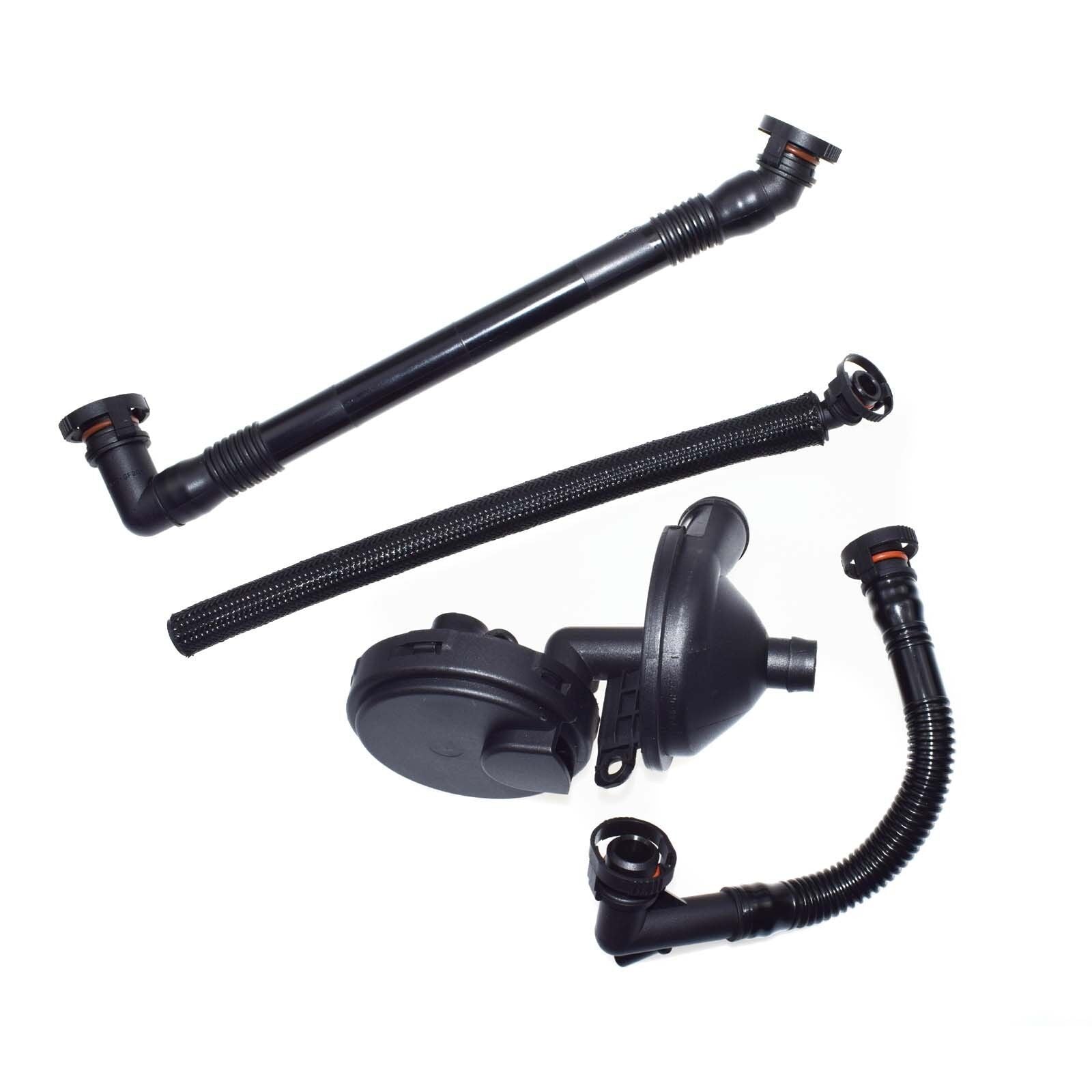 for BMW Set 4 New PCV Crankcase Vent Valve Oil Separator Valve Breather Hose Kit