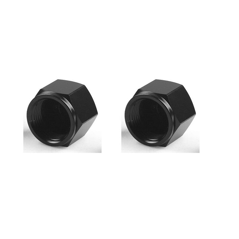 2-Pack AN8 Female Horn Connector Caps - 8AN Block Off Nut Aluminum Black