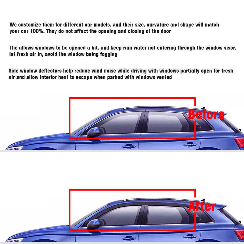 Sun Rain Guards Window Visor Vent Wind Deflector for 15-2019 for BMW X6 35i 50i X6M