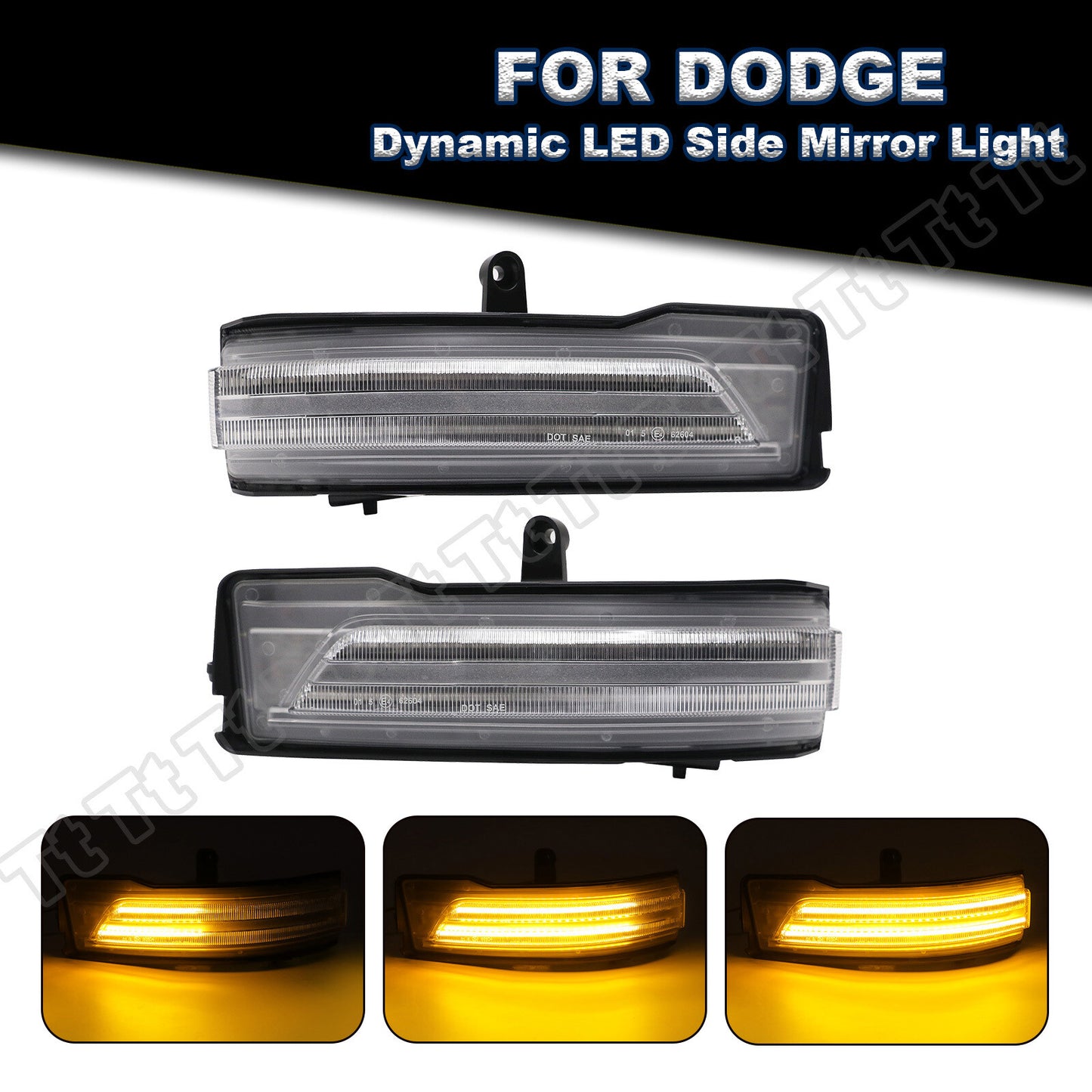 Sequential LED Side Mirror Signal Lights with Clear Lens for 2019-2022 for Dodge for Ram 1500