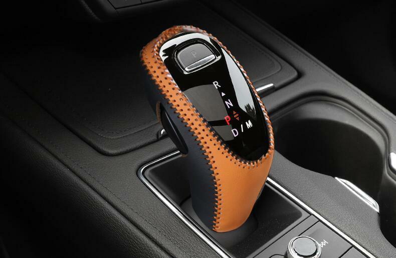 Fit for Cadillac XT5 2020-24 PU Leather Brown Console Gear Shift Knob Cover Trim