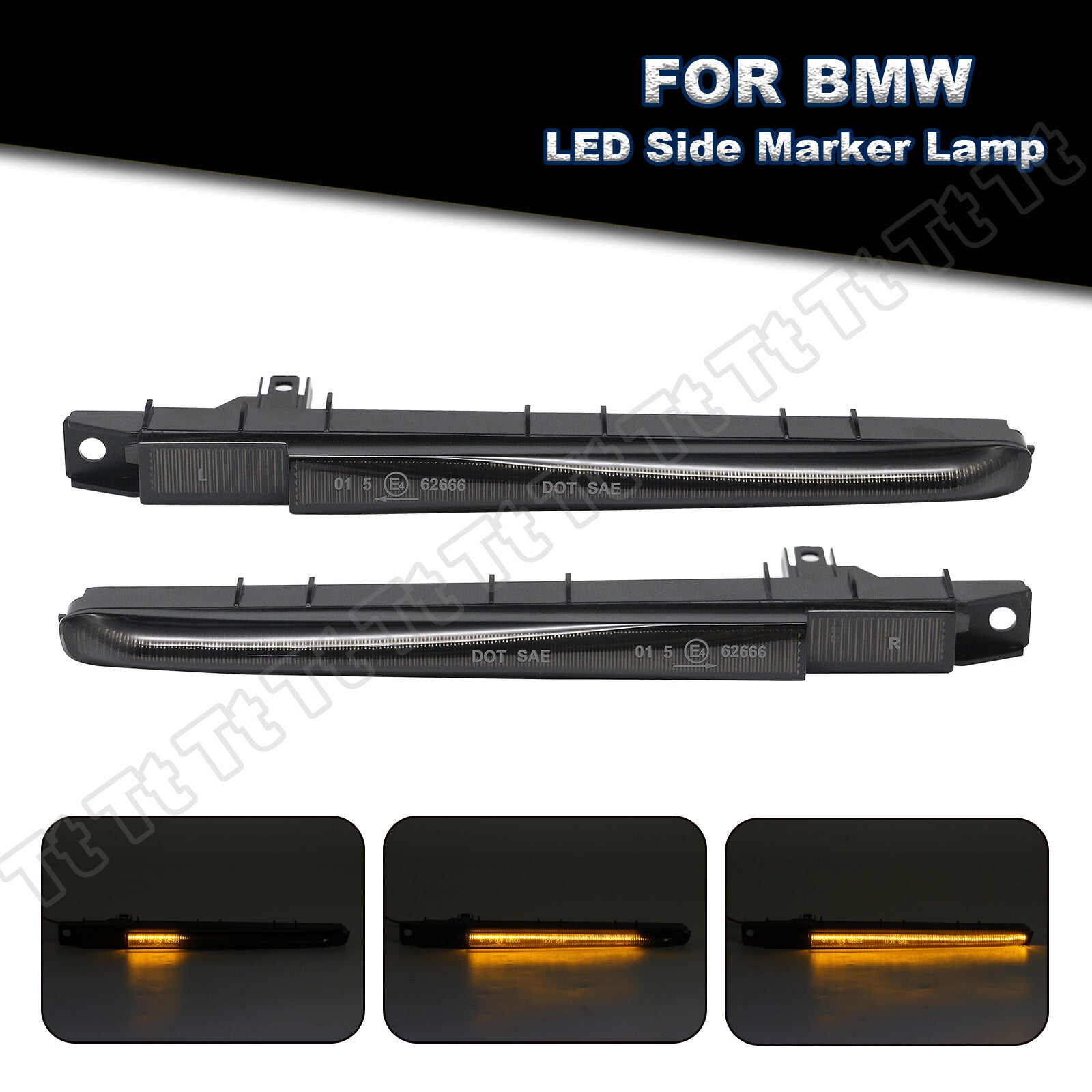 Suitable for 07-13 for BMW E90 E92 E93 M3 sequential LED fender side marker lights with smoked lens