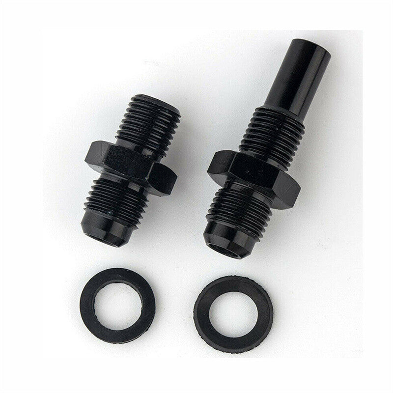 1 Pair 6ANx1/4NPS Transmission Oil Cooler Adapter Fitting for GM 1997-2007 Black