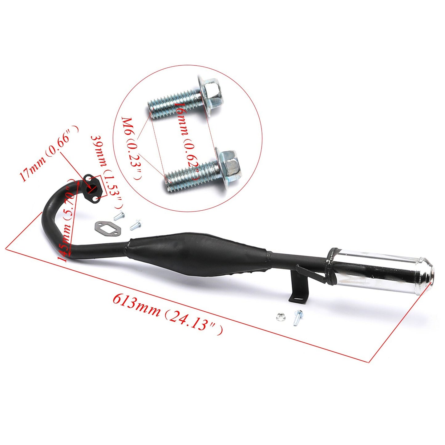 Exhaust Pipe Muffler 50cc 47cc 49cc 2 Stroke Scooter Pocket Bike Quad Gokart ATV