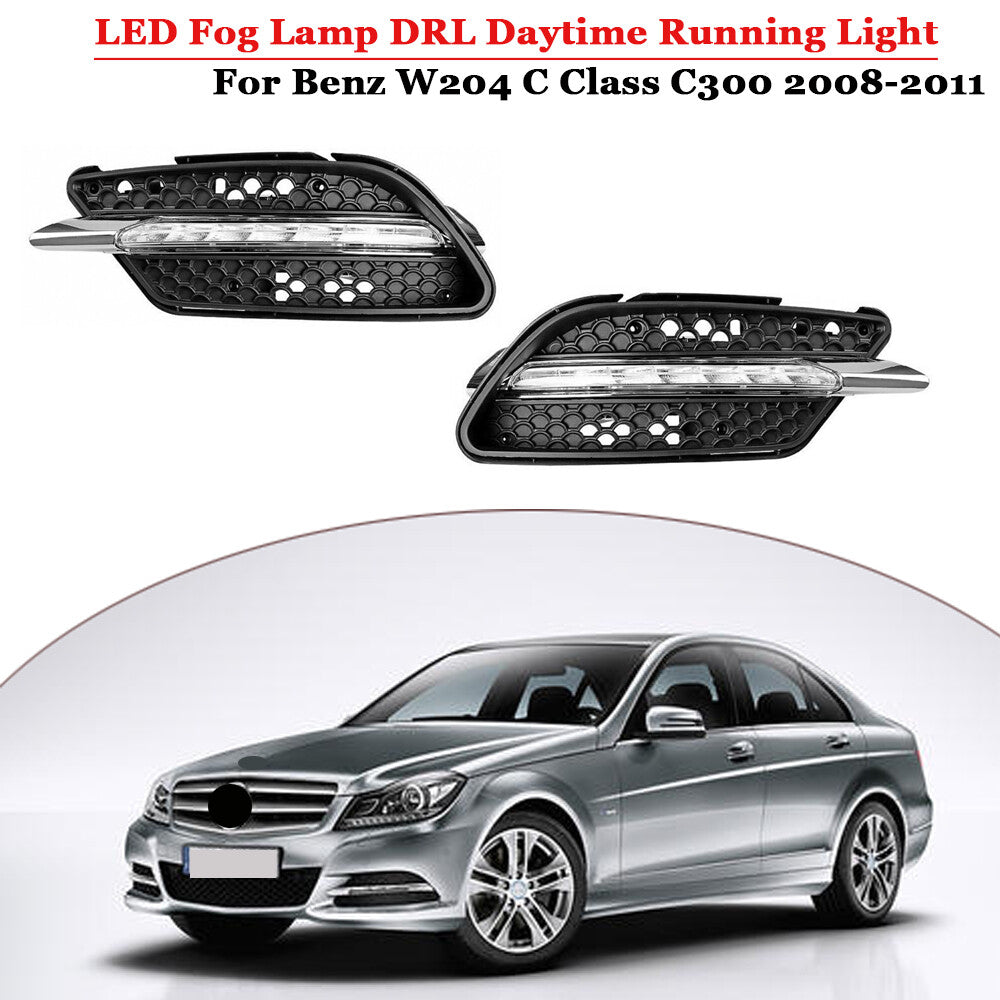 DRL Daytime Running Driving LED Fog Lights for Mercedes-Benz W204 C-Class 2008-2011