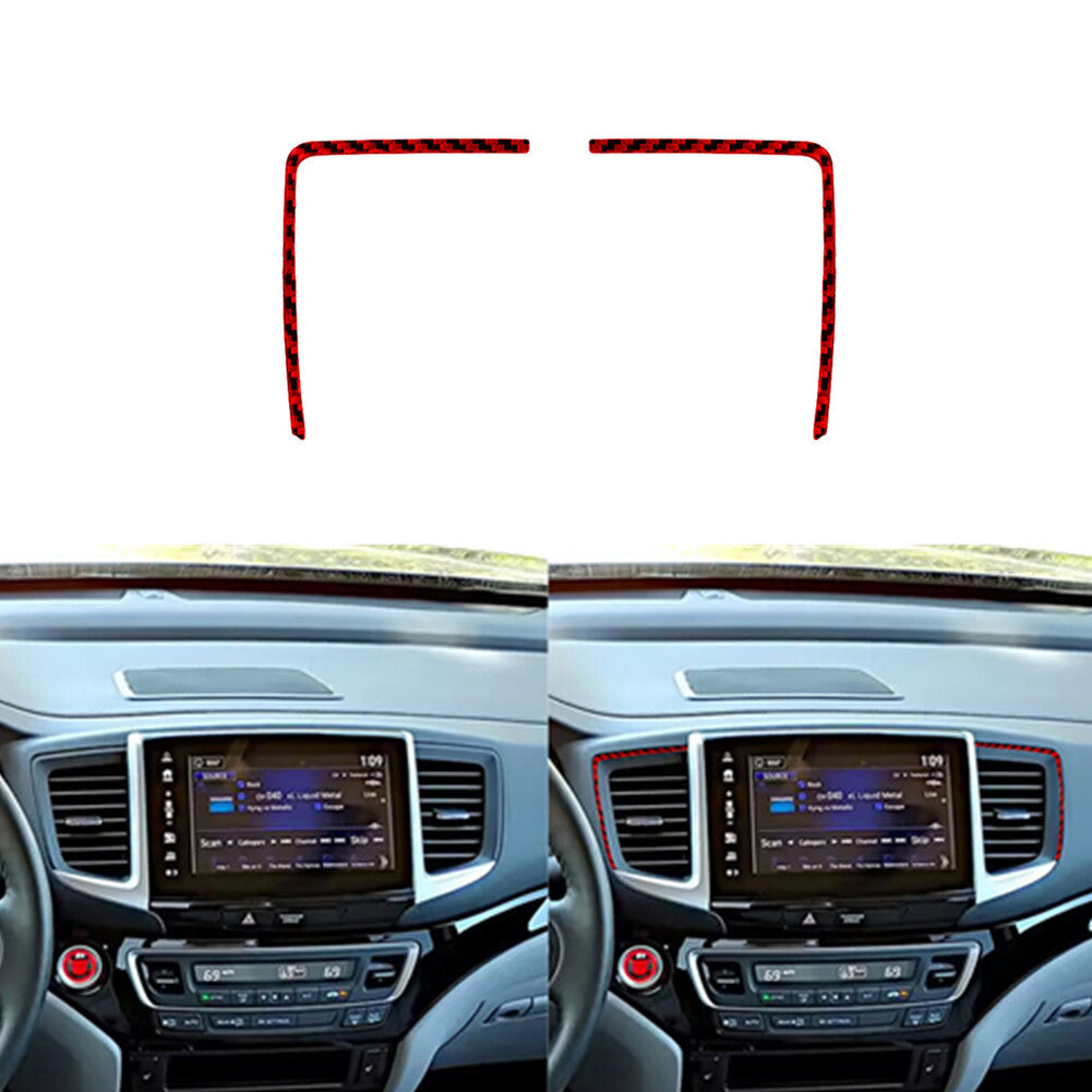 2X Red Carbon Fiber Center Air Vent Cover Trim for Honda Ridgeline 2017-20 TypeB