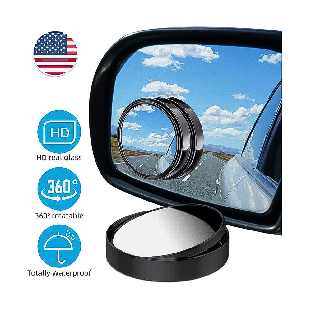 2PCS Side Rear View Mirror Blind Spot Mirrors Round HD Glass Convex 360¡ã For Car