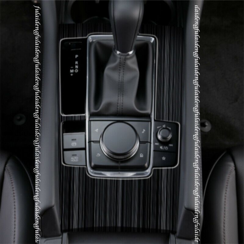 Black Steel Gear Shift Box Panel Garnish Cover Trim for Mazda 3 Axela 2019-2022