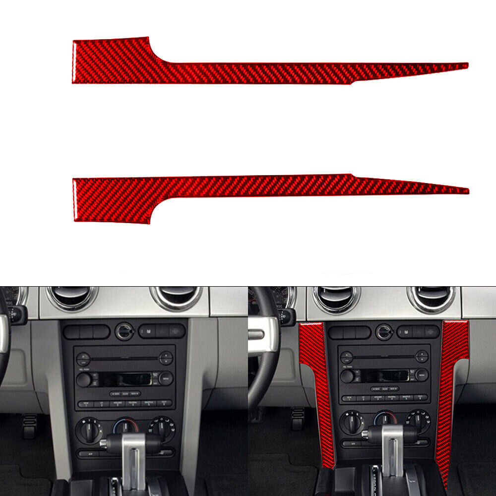 Red Carbon Fiber Center Console Decorative Strip Cover for Ford for Mustang 2005-09