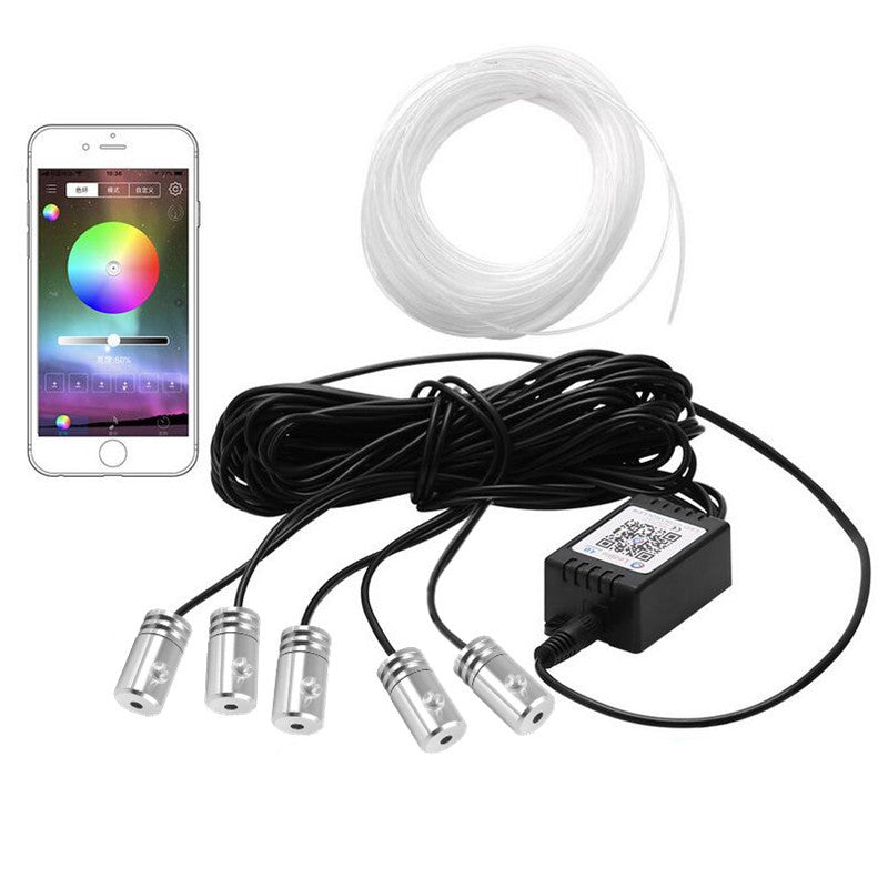 6M RGB EL Light LED Car Interior Neon Strip Light Sound Bluetooth Phone Control