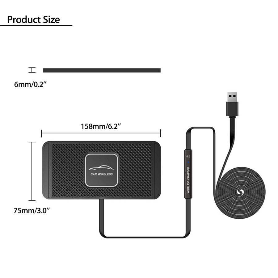Fast Wireless Car Phone Charger Charging Dashboard Mat Pad AntiSkid Holder 10W