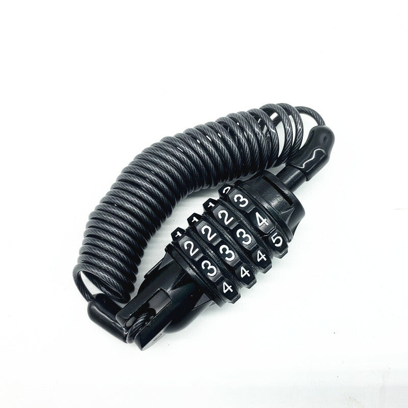 Black Combination Lock Cable Locking Chain Secures Motocycle Helmet Anti-theft