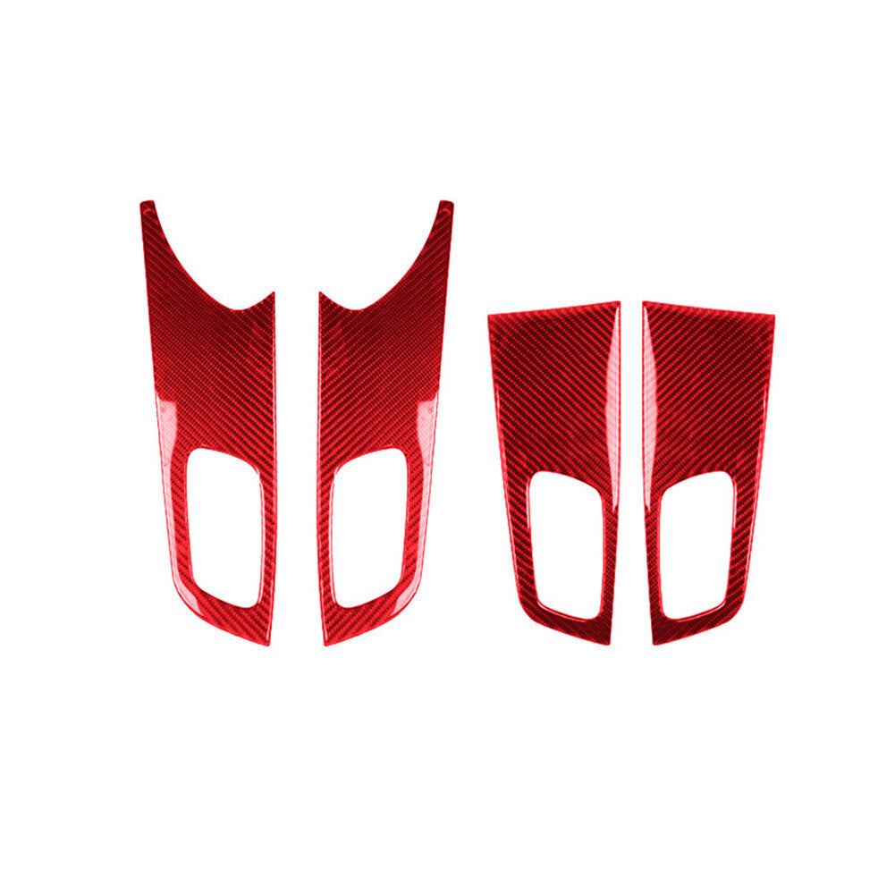 4Pcs Red Carbon Fiber Side Door Handle Cover Trim for Honda CRV CR-V 2012-2014