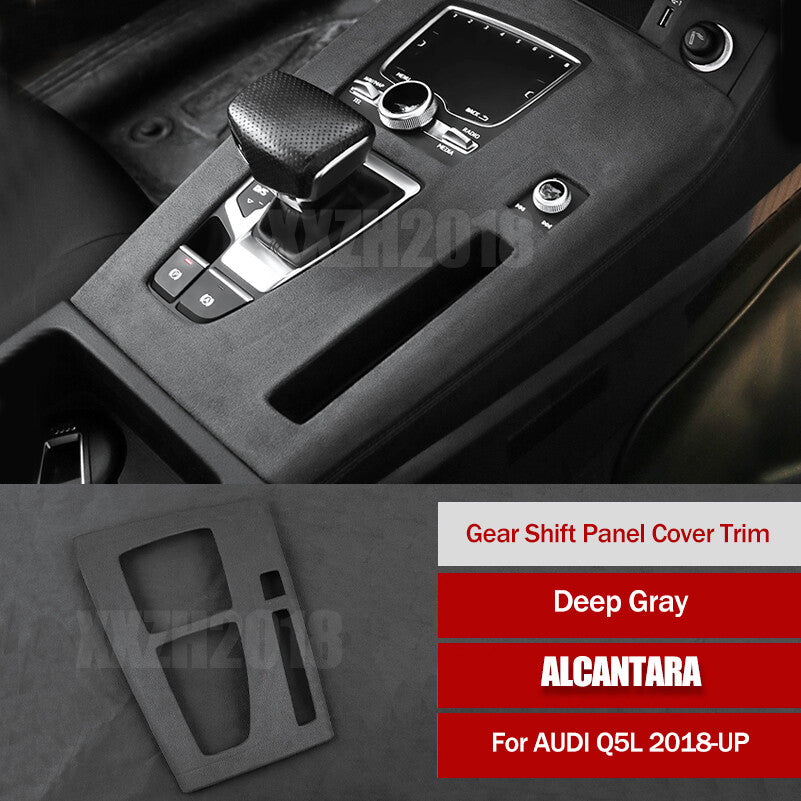 for Audi Q5 SQ5 LHD 2018-2020 Gray Alcantara Central Gear Shift Panel Cover Trim