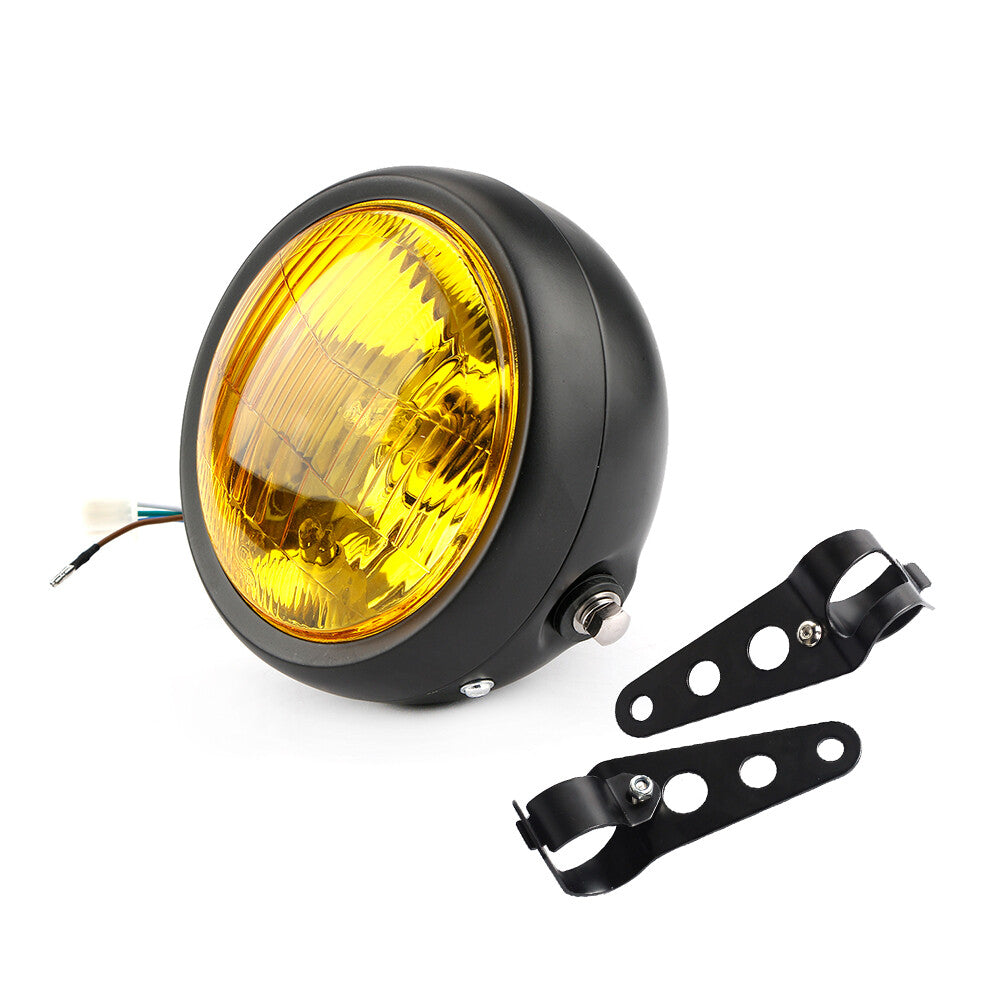 6.5 Motorcycle Headlight LED Lamp Hi/Low Bracket For Bobber Chopper Cafe Racer