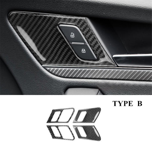 4Pcs for Audi Q5 Carbon Fiber Interior Door Handle Cover Trim Type B 2018-2021