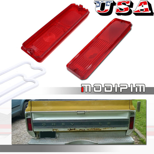 A pair of taillights with lenses and washers for 1967-1972 for Chevrolet for GMC trucks.