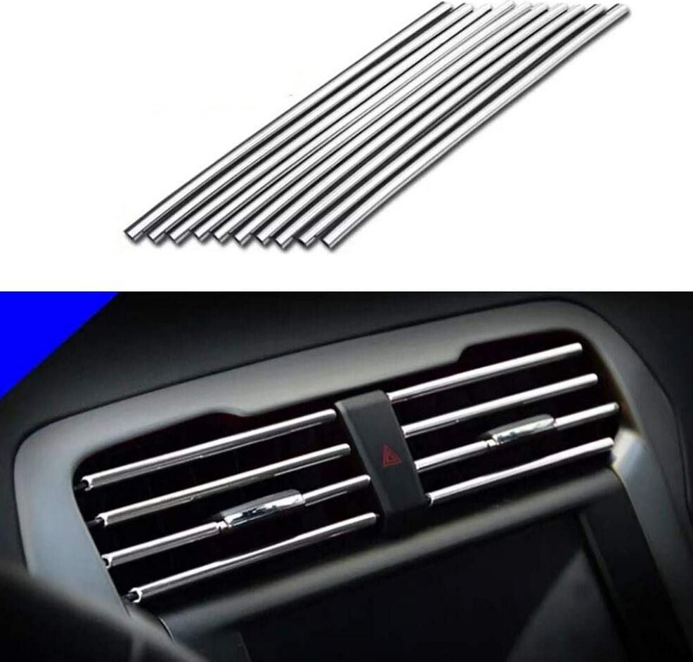 10-Piece Set of Molded Car Air Conditioner Socket Decorative Strips for Silver  for ford