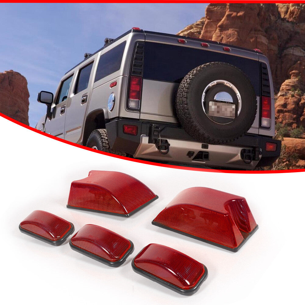 5-Pack Red Top Roof Running Light Housings for 2003-2009 for Hummer H2 SUT SUVs