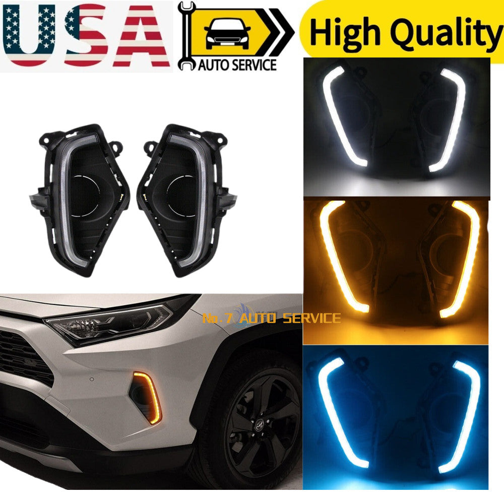1 Set For 2023 RAV4 3 Colors Front LED Fog Lamp DRL Daytime Running Lights