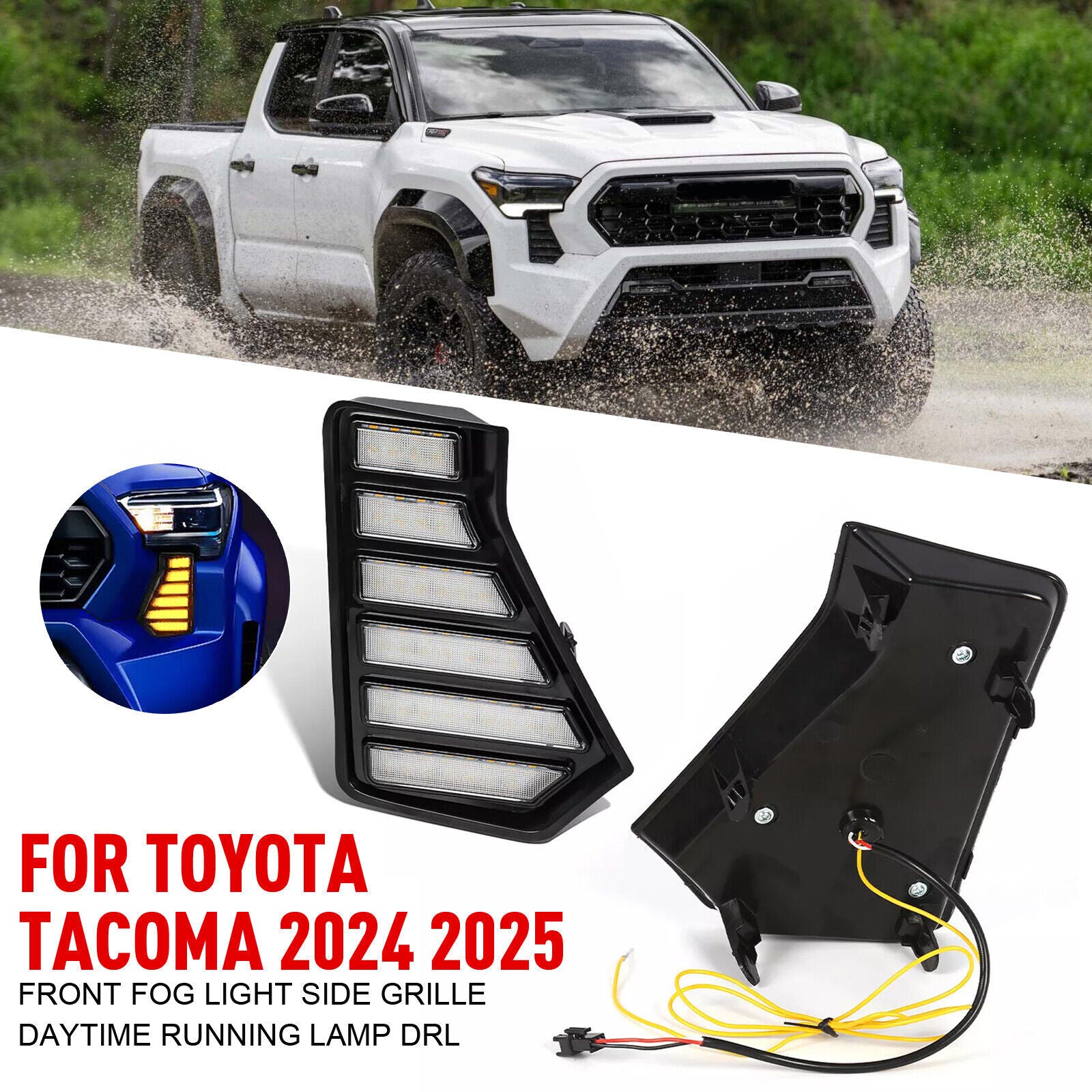 DRL Front Fog Light Side Grille Daytime Running Lamp for Toyota Tacoma 2024 20TD
