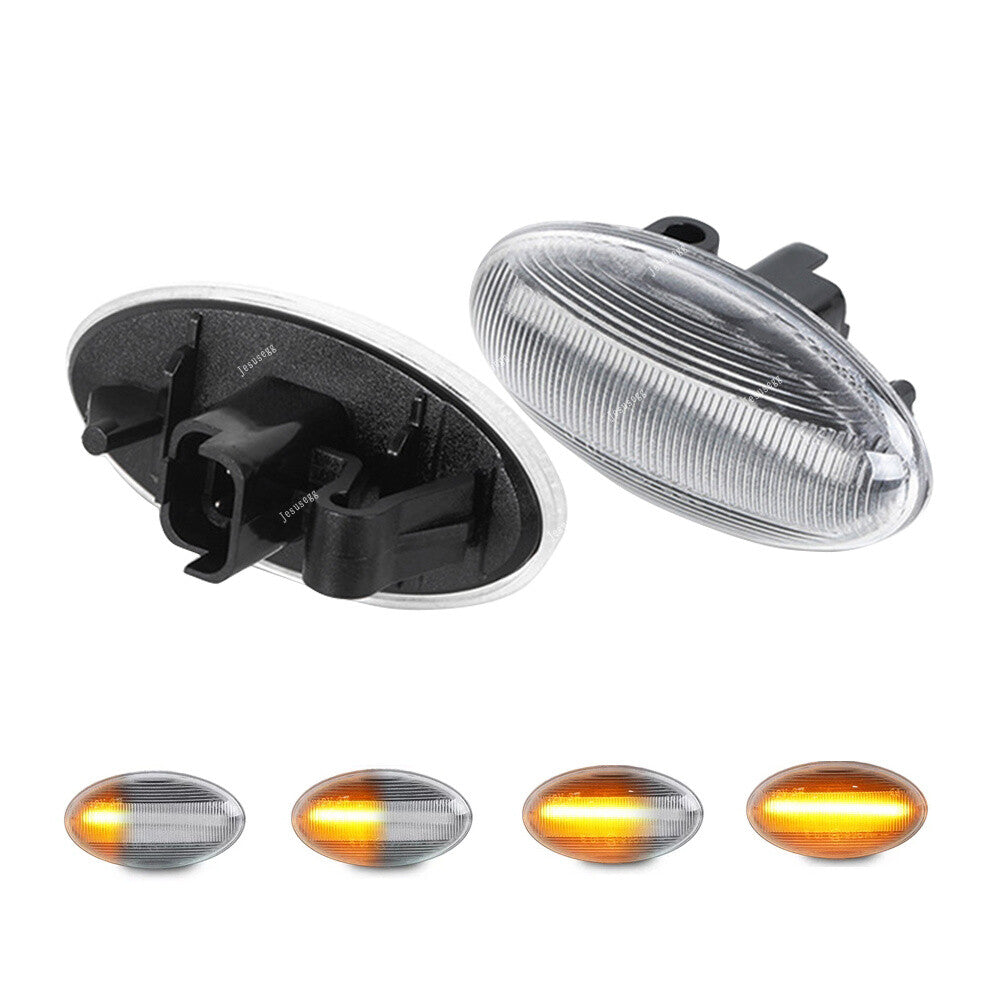 2Pcs LED Dynamic Sequential Side Marker Light Clear for Peugeot 107 108 for Citroen