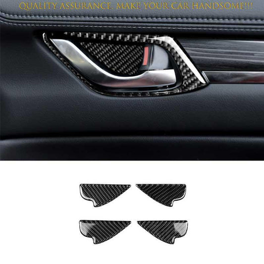 for Mazda CX-5 2017-24 Real Soft Carbon Fiber Inner Door Bowl Cup Cover Trim 4X