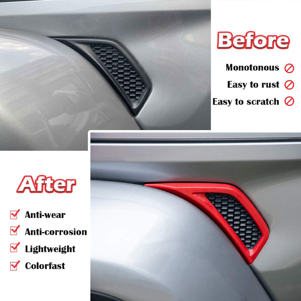 Red Car Fender Air Vent Outlet Cover Trim for Jeep for Wrangler JL JT 2018-2023
