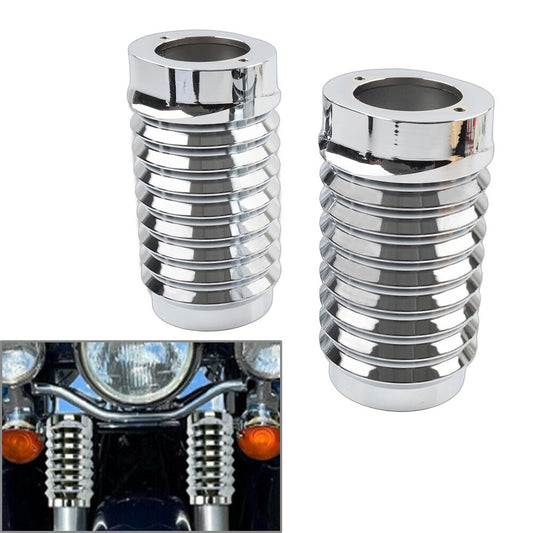 Retro Fork Boot Slider Covers Chrome for Harley Tour Road Street Tri Glide FLHR