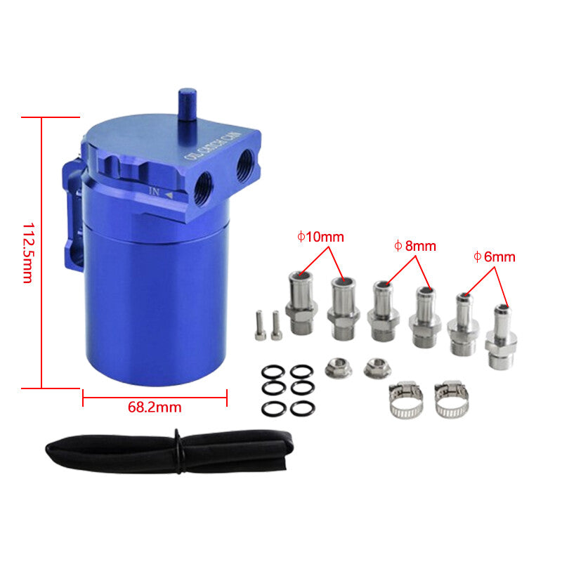 Oil Catch Can Tank Car Truck Engine 300ml Aluminum Polish Baffled Reservoir Blue