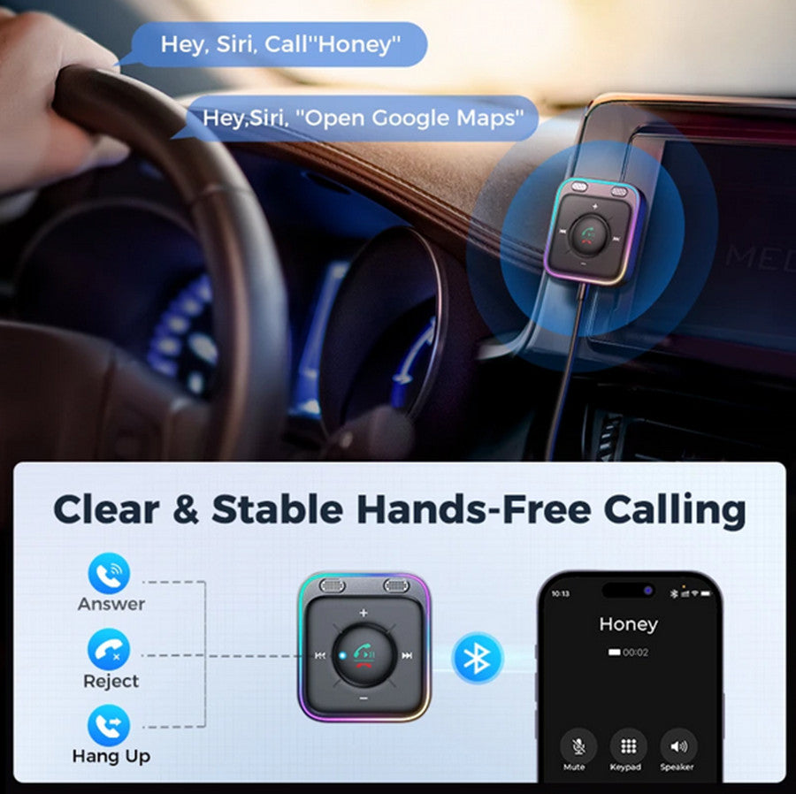 Wireless Bluetooth 3.5mm AUX Audio Stereo Car Receiver Adapter Plug and Play