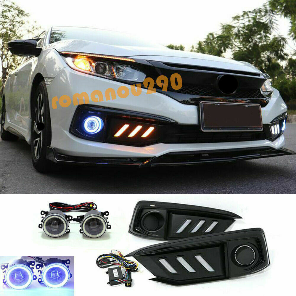LED Driving Lights Turn Signal Front Fog Lights for Honda for Civic Sedan 2019-2021