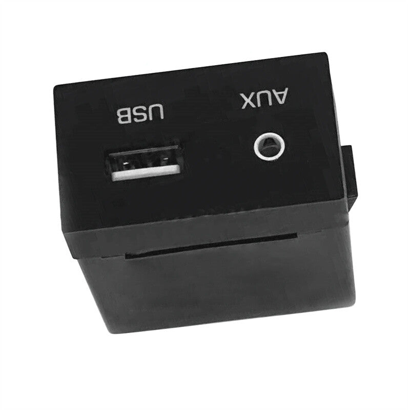 Black USB/iPod/AUX audio input port adapter jack for Hyundai for Elantra models 17, 18, 19, and 20.