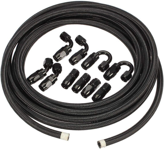 20ft 6AN AN6 Nylon Braided Fuel Hose Fittings for +6AN Fuel Hose Connector Kits