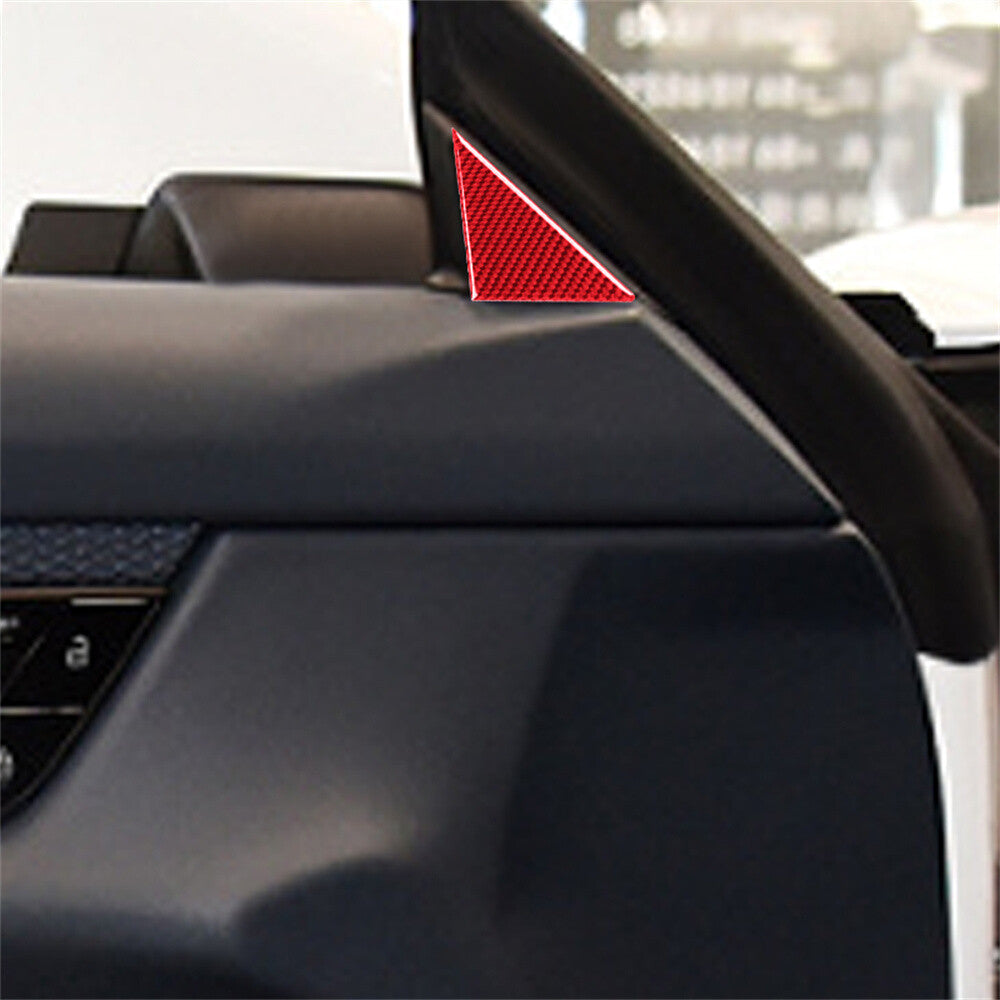 Red Carbon Fiber Front Door A-pillar Triangle Cover for Porsche Taycan 2019-2022