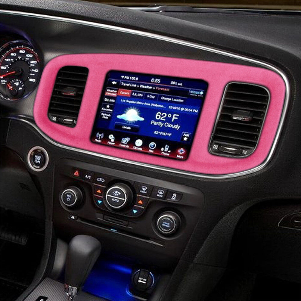 Suede Pink Central Control GPS Navigation Panel Trim for Dodge Charger 2015-2023