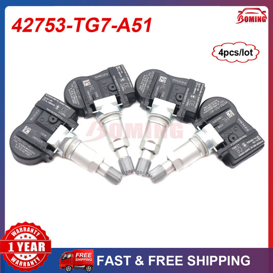 4x NEW TIRE PRESSURE SENSOR TPMS 42753-TG7-A51 433MHz for Honda Pilot 2016-2019