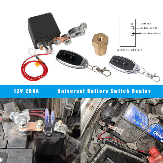 Universal Car Battery 200A 12V Wireless Remote Cut Off Isolator Master Switches