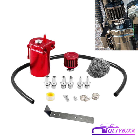 300ml Oil Catch Can Reservoir Polish Baffled Tank w/BracketBreather Filter Red