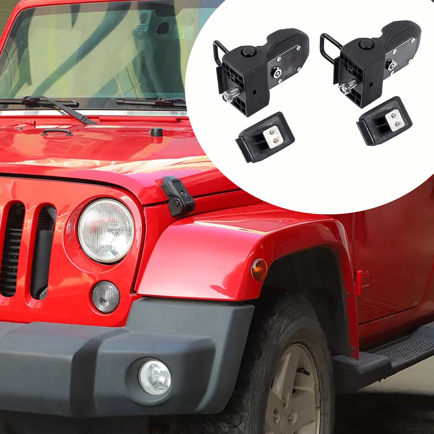for Jeep for Wrangler JK 07-18 Engine Hood Locking Latch Catch Kit Accessories Black